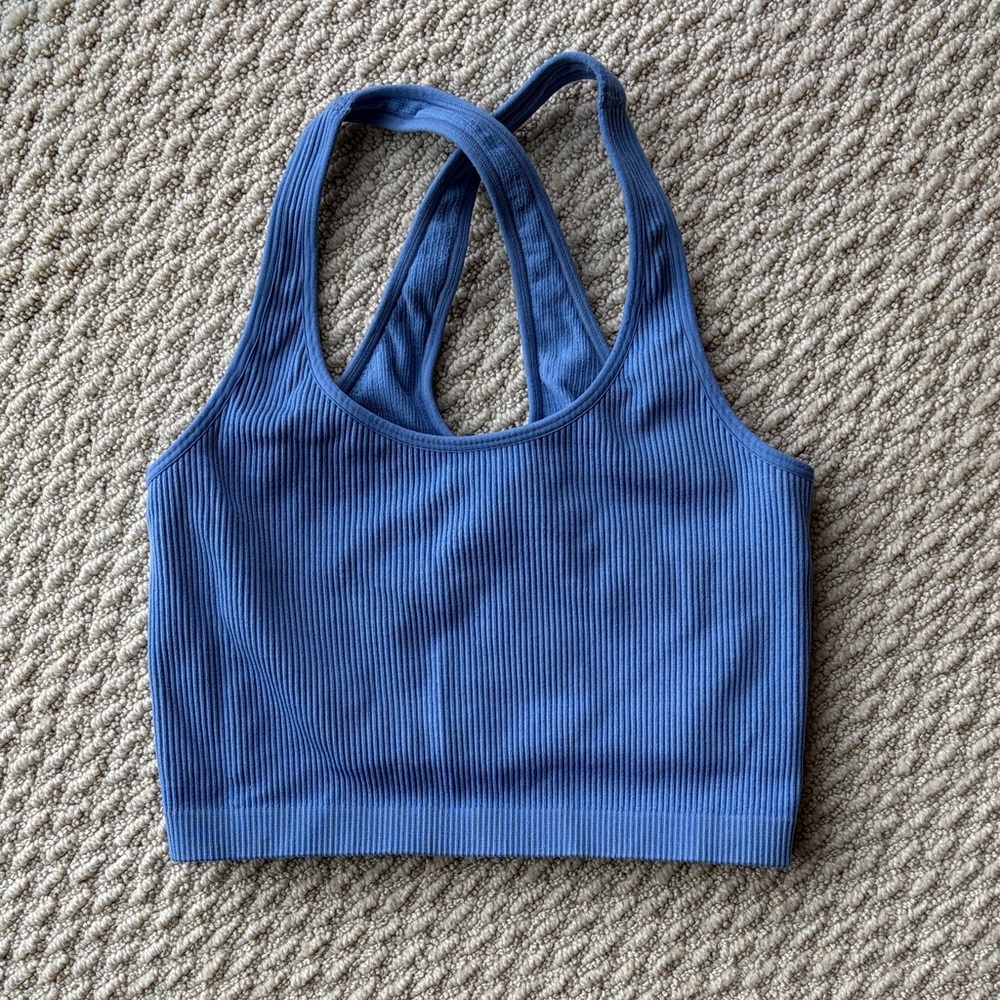 Spiritual Gangster Ribbed Blue Activewear Top